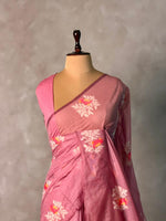 Onion Pink Jamdani Silk cotton saree- PBR4N5