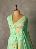 Green Jamdani Silk cotton saree- PBR4H3