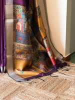 Purple semi tusser saree- PBR28
