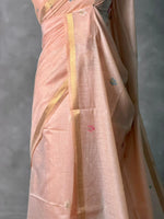 Nude pink Jamdani Silk cotton saree- PBR27B