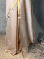 Nude shade Jamdani Silk cotton saree- PBR27D