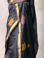 Black Jamdani Silk cotton saree- PBR27F