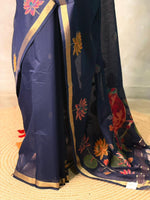 Navy BlueJamdani Silk cotton saree- PBR27G