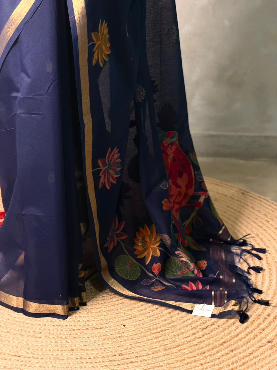 Navy BlueJamdani Silk cotton saree- PBR27G