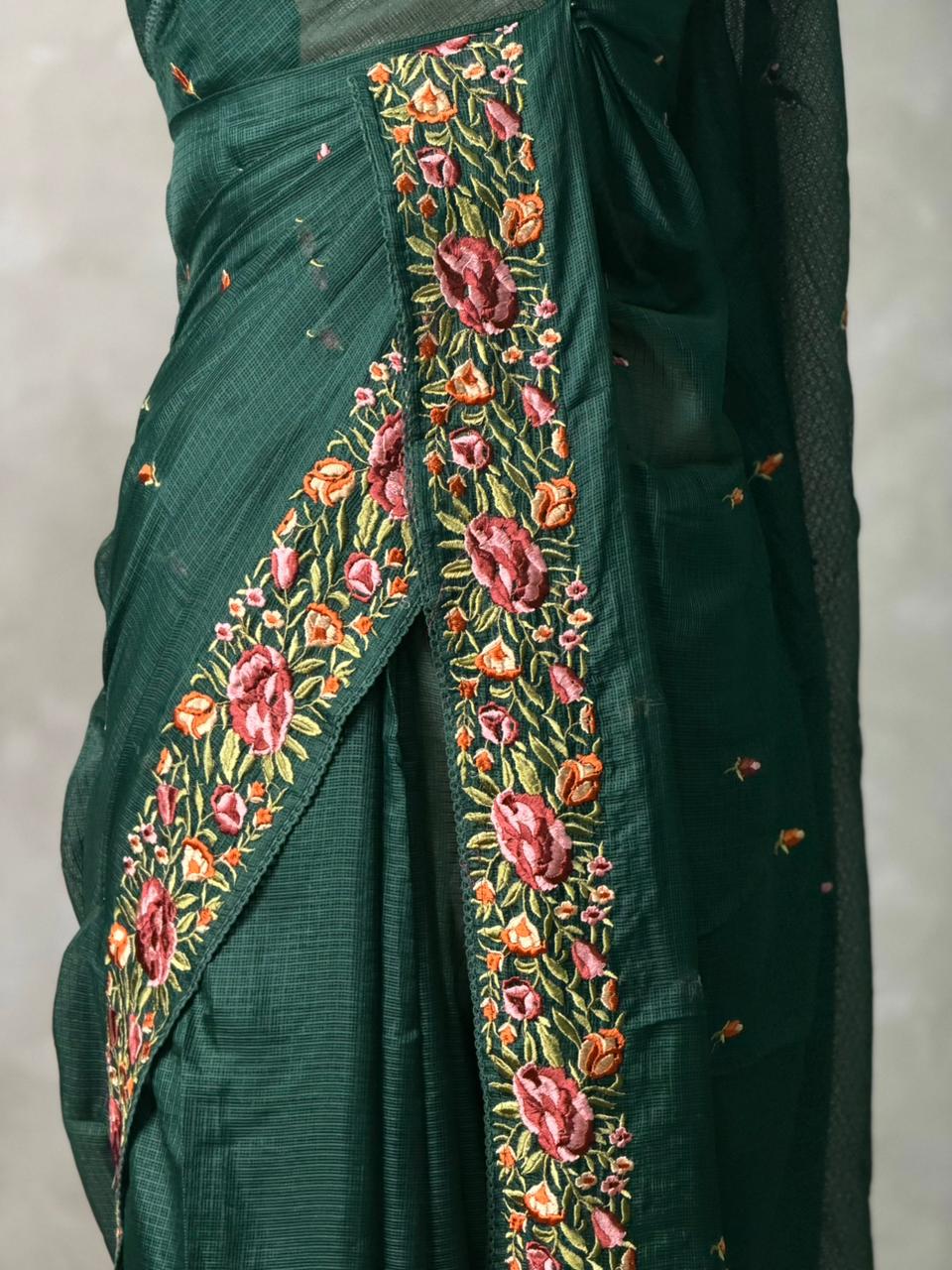 Dark green Soft kotta saree- PBR29A