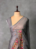 Dark grey Soft kotta saree- PBR29B