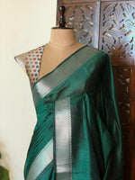 Green semi tusser saree- PBR28C
