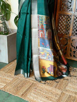 Green semi tusser saree- PBR28C