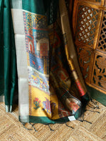 Green semi tusser saree- PBR28C