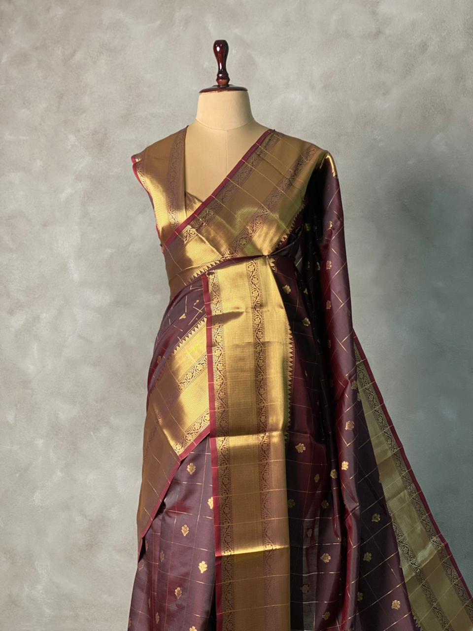 Brown semi silk saree - RUK44AA
