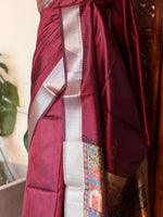Maroon semi tusser saree- PBR28D