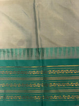 Cream and Blue semi silk saree - PIH88H