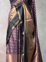 Onion Pink and bronze semi silk saree - PIH88J