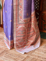 Lavender semi tusser saree- PBR31A