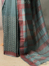 Greyish blue semi tusser saree- PBR32