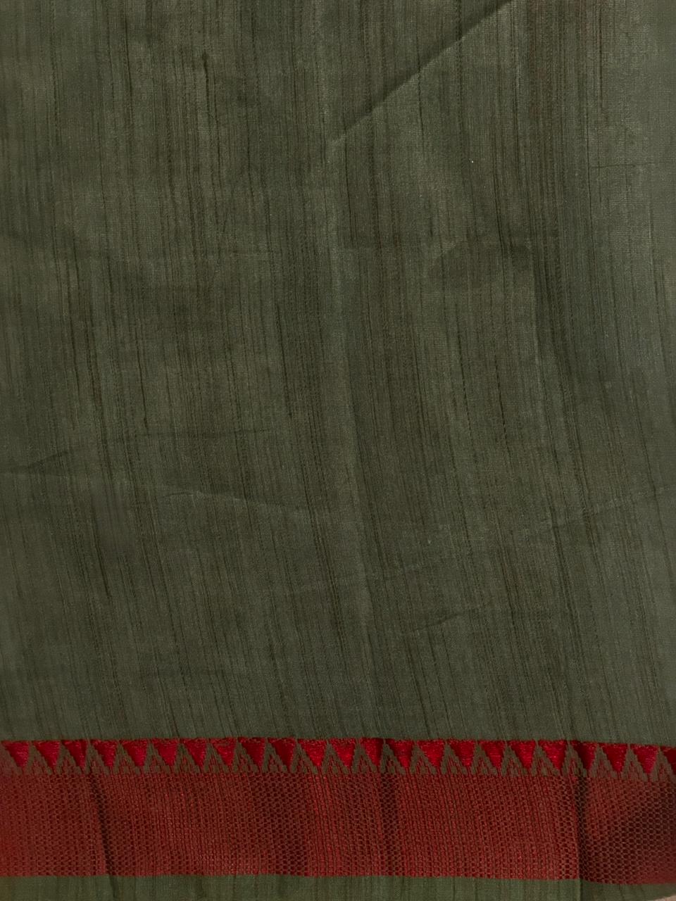 Green semi tusser saree- PBR32A