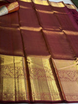 Pastal blue and maroon Pure Kanchipuram Silk saree - PPURE74