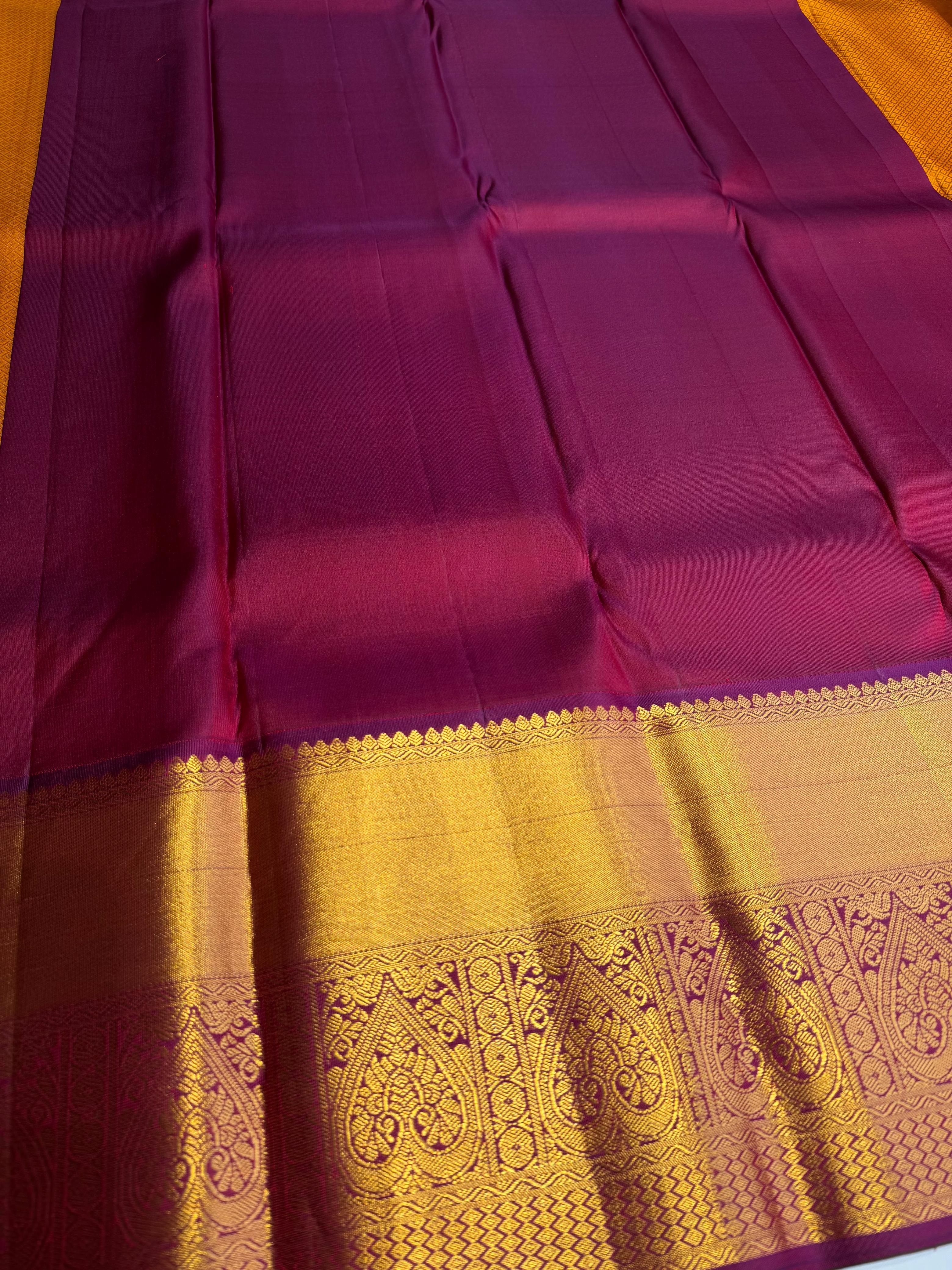 Yellow and maroon Pure Kanchipuram Silk saree - PPURE82