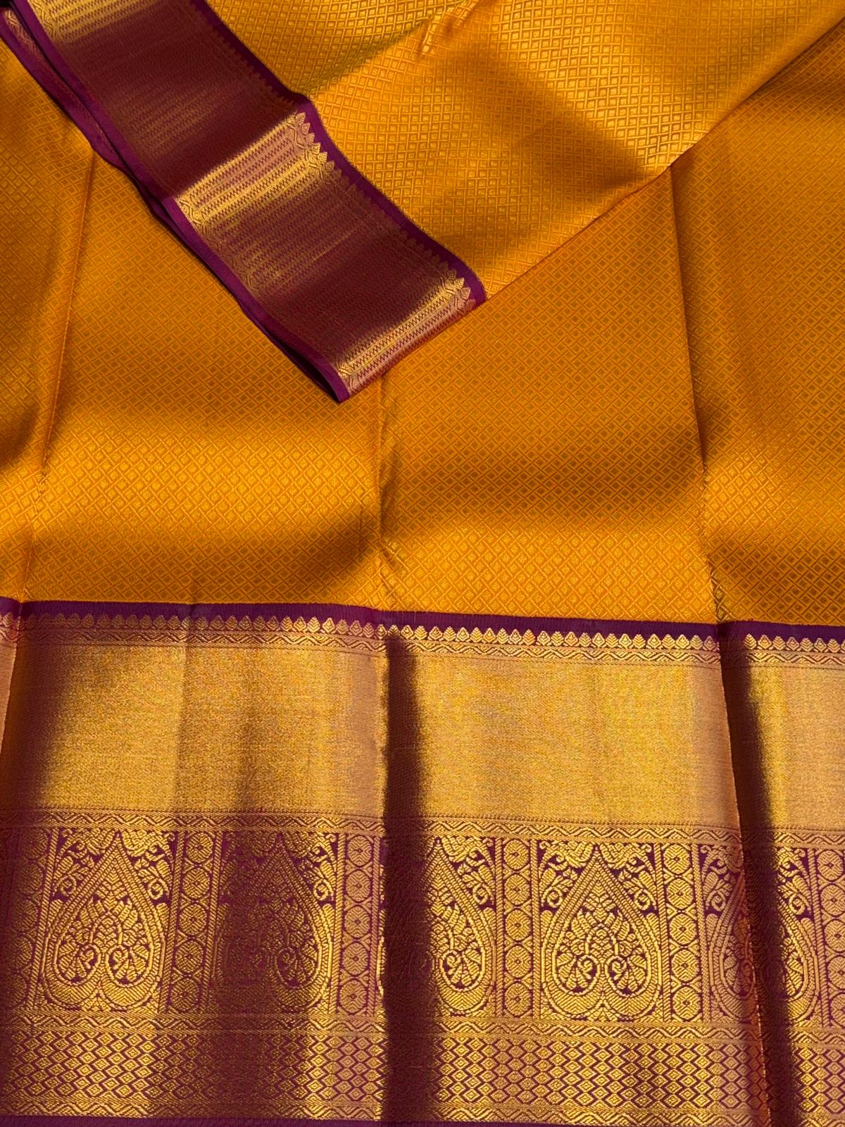 Yellow and maroon Pure Kanchipuram Silk saree - PPURE82