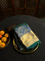 Peacock blue Pure 2g Kanchipuram Silk saree - PPURE83
