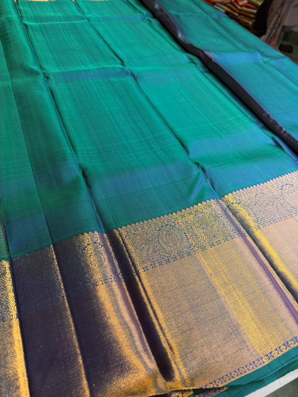 Peacock blue Pure 2g Kanchipuram Silk saree - PPURE84