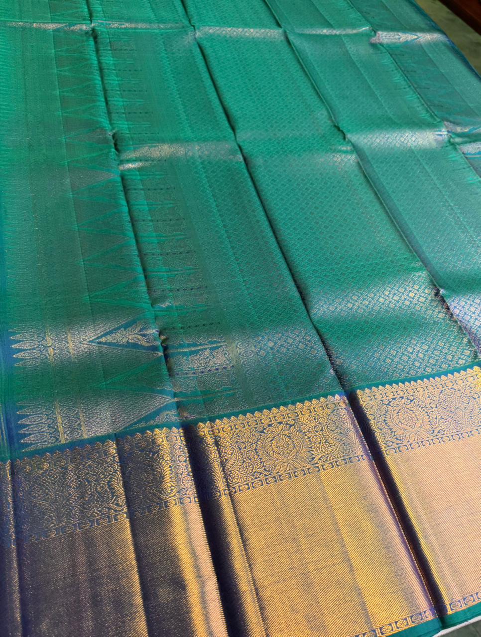 Peacock blue Pure 2g Kanchipuram Silk saree - PPURE84