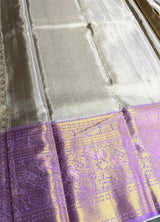 Silver gold and lavender pure tissue Kanchipuram Silk saree - PPURE85