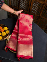 Reddish Pink pure 2g zari Kanchipuram Silk saree - PPURE86