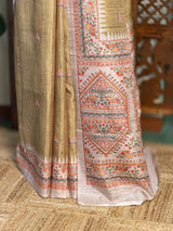 Mustard Yellow semi tusser saree- PBR31C