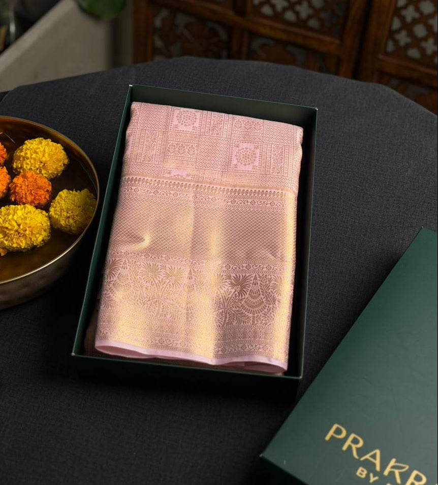 Pastal Pink semi Kanchipuram saree- PBRIDE48