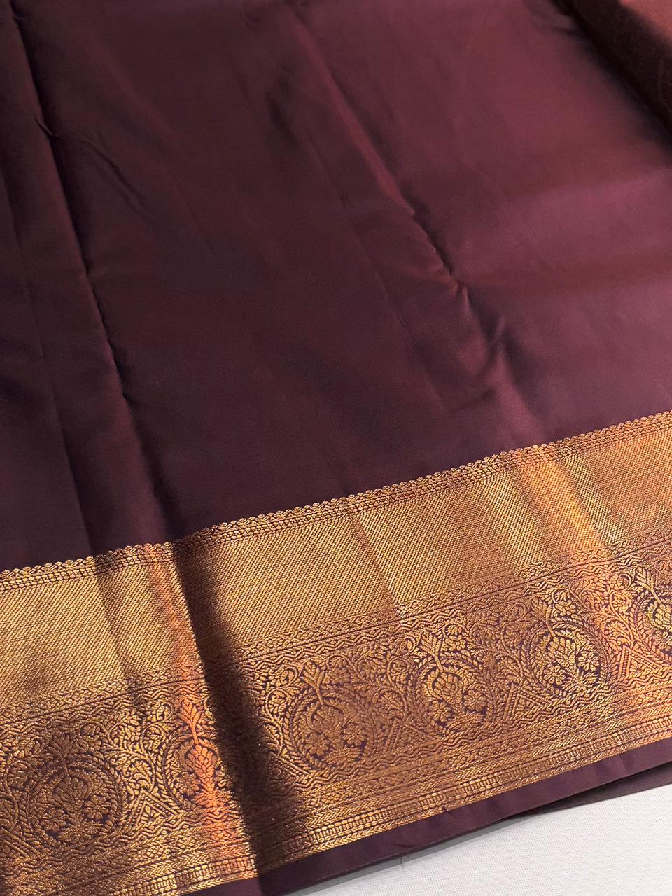 Deep purple semi Kanchipuram saree- PBRIDE48B