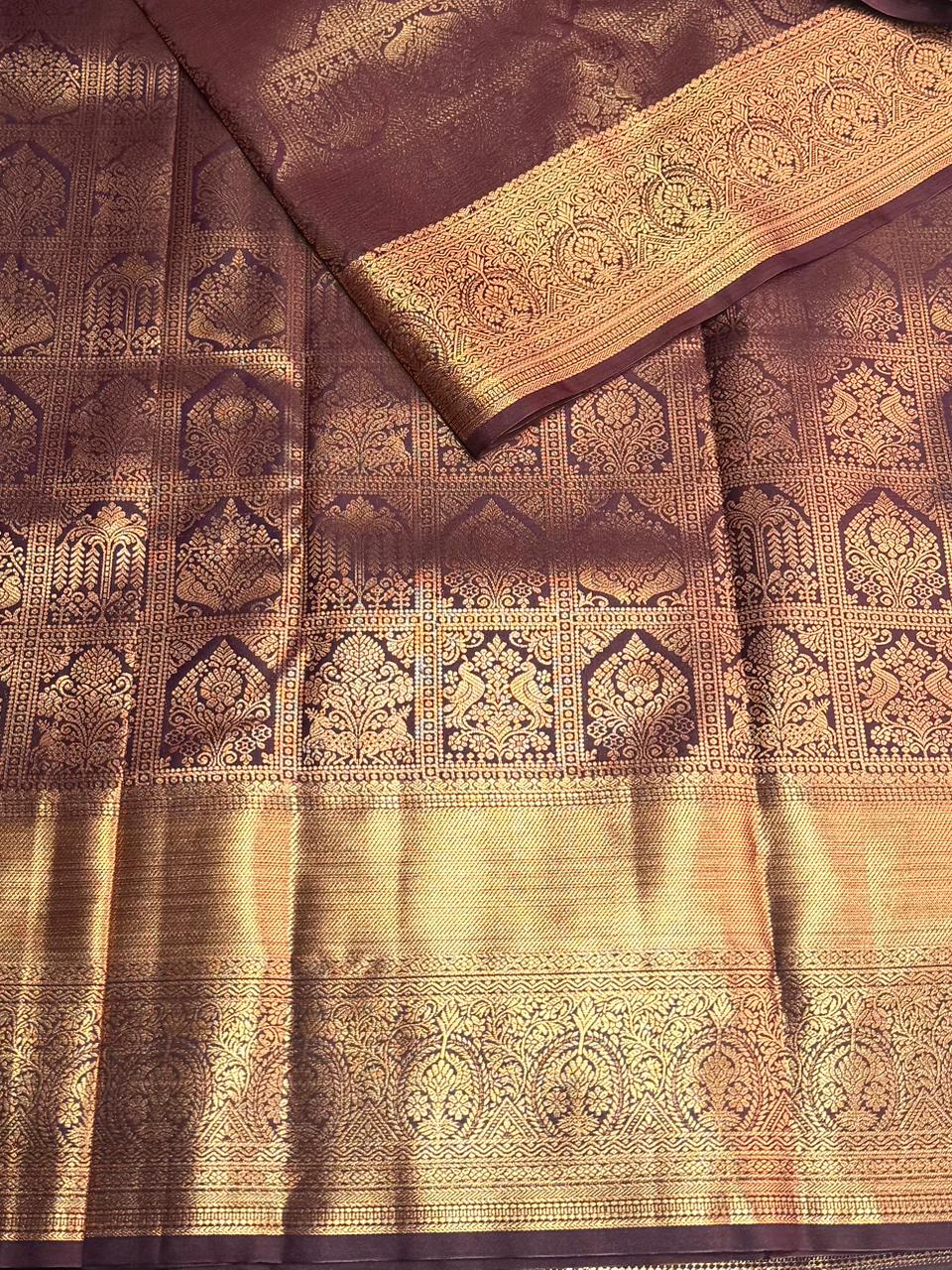 Deep purple semi Kanchipuram saree- PBRIDE48B