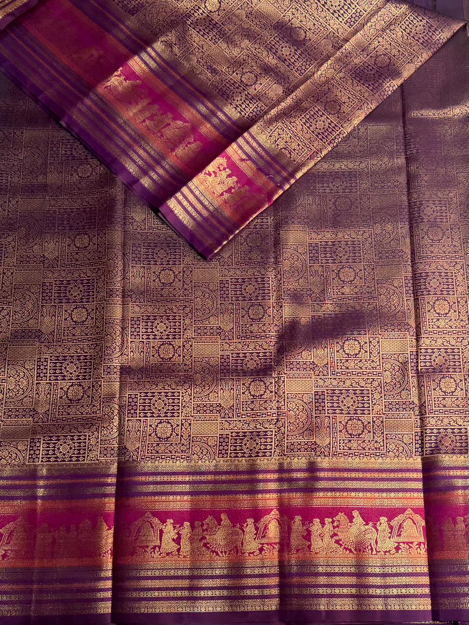 Deep purple semi Kanchipuram saree- PBRIDE48C
