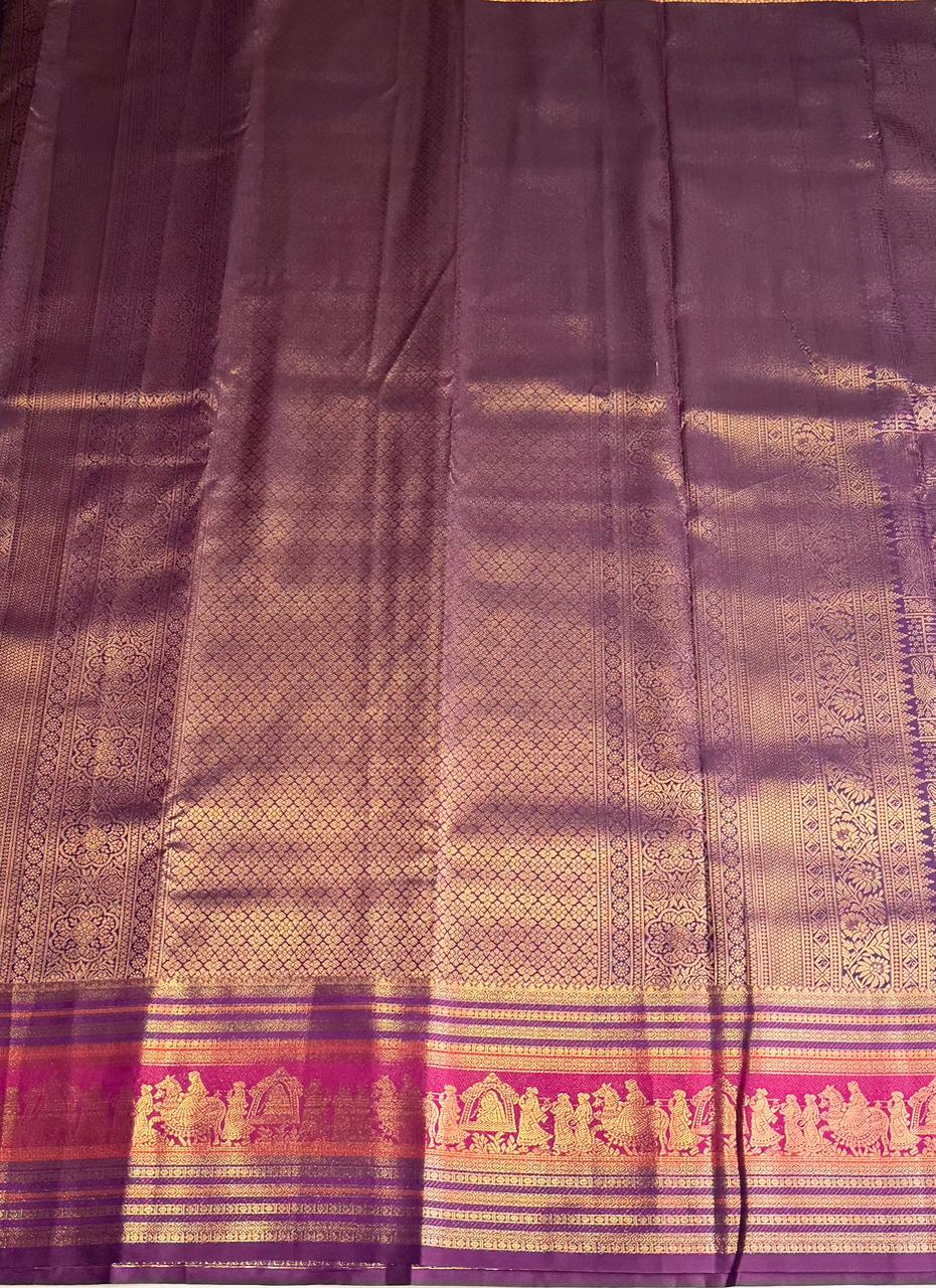 Deep purple semi Kanchipuram saree- PBRIDE48C