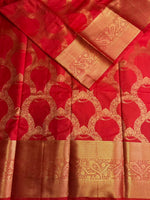 Red semi Kanchipuram saree- PBRIDE48H