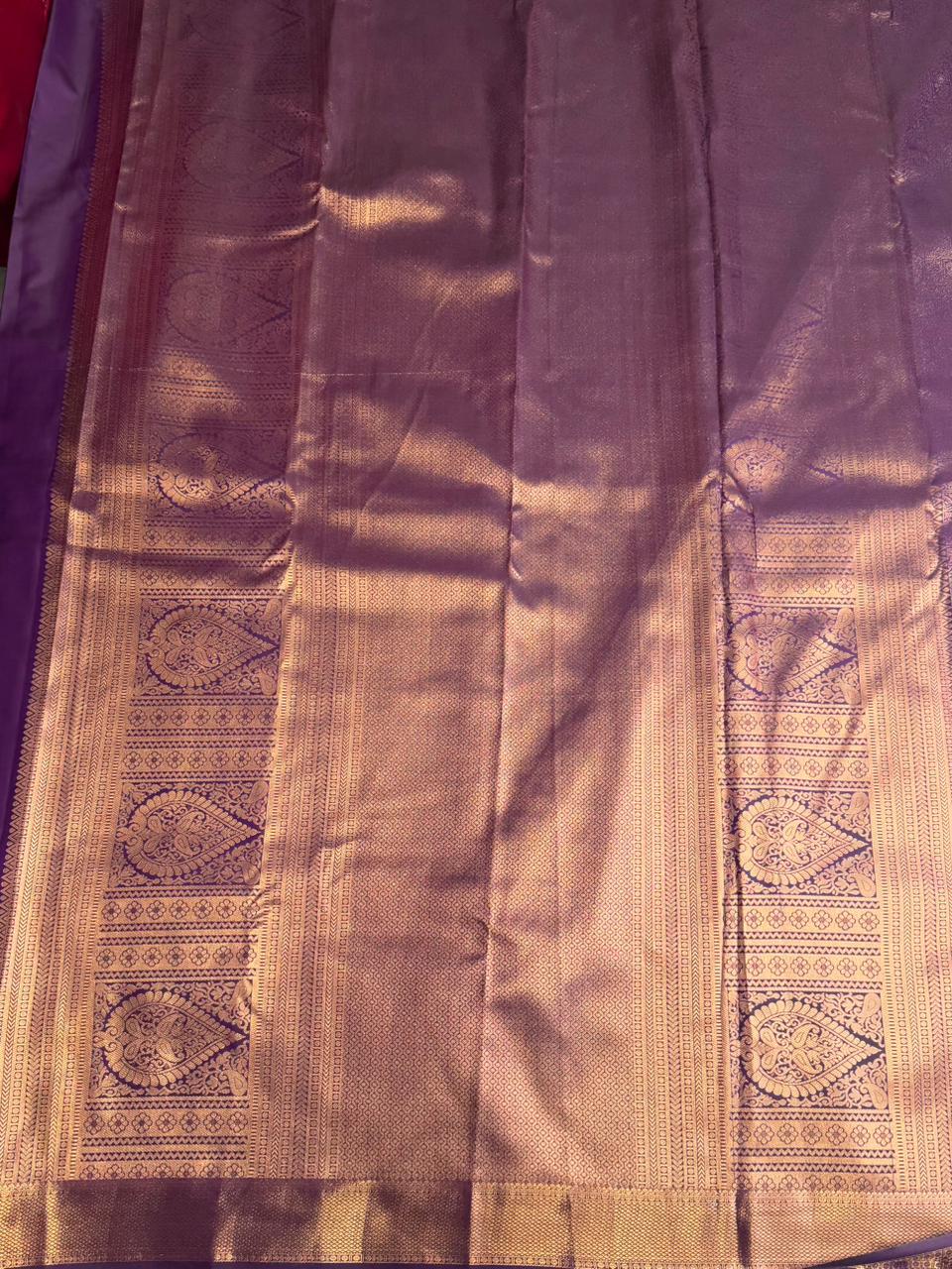 Purple semi Kanchipuram saree- PBRIDE48J