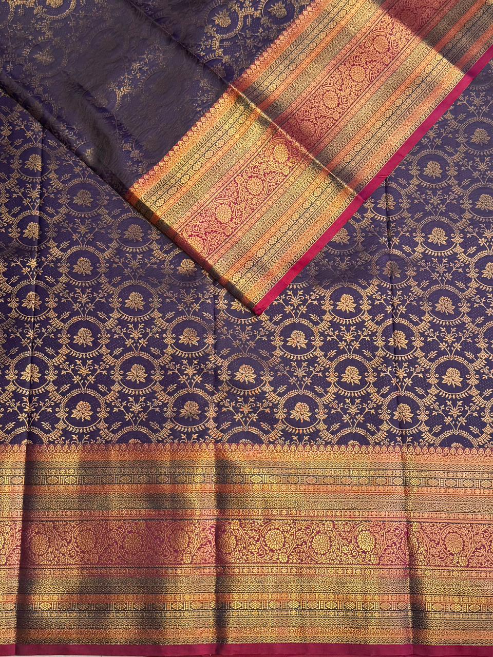 Navy Blue semi Kanchipuram saree- PBRIDE48M
