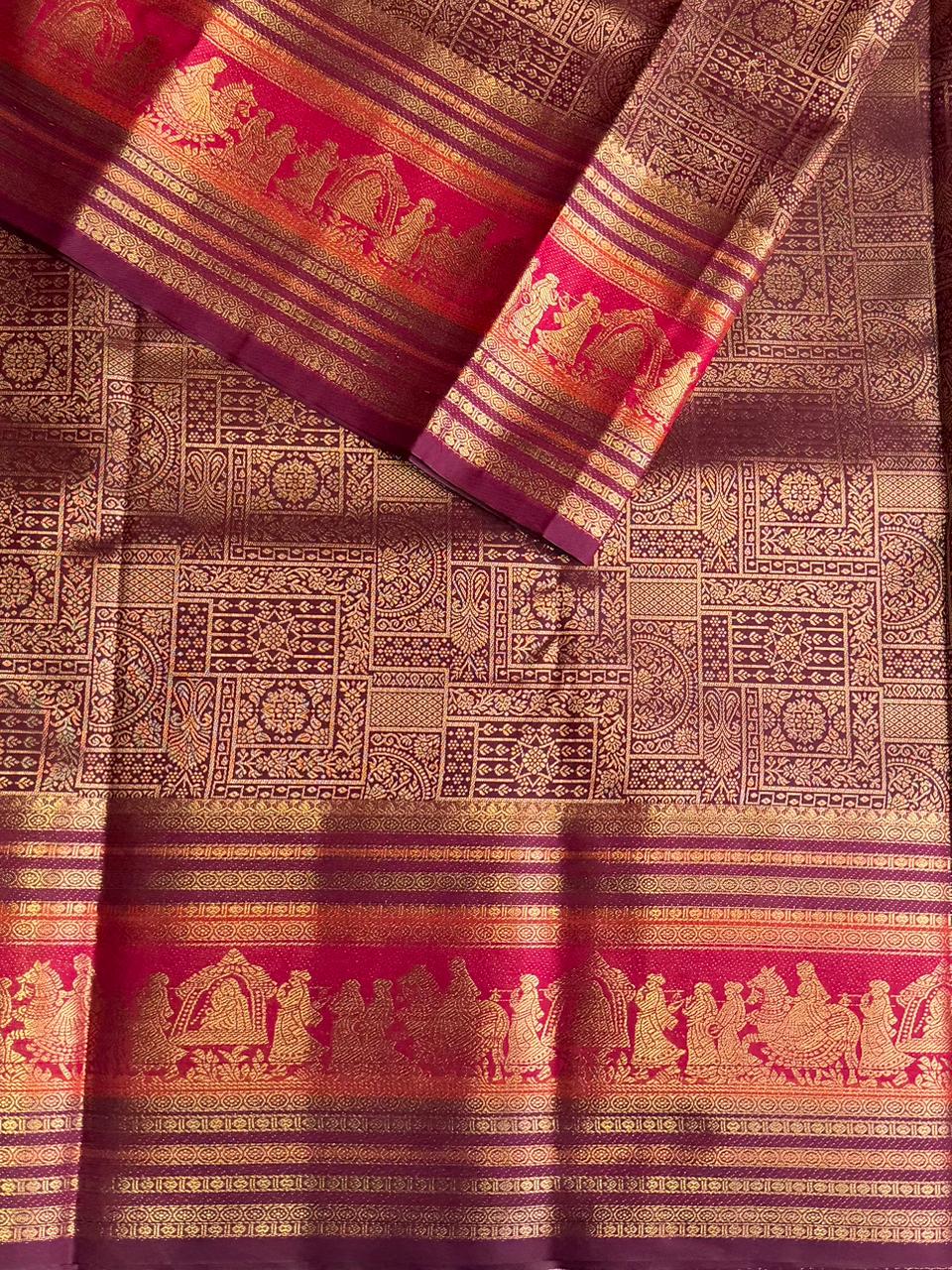 Brown semi Kanchipuram saree- PBRIDE48O