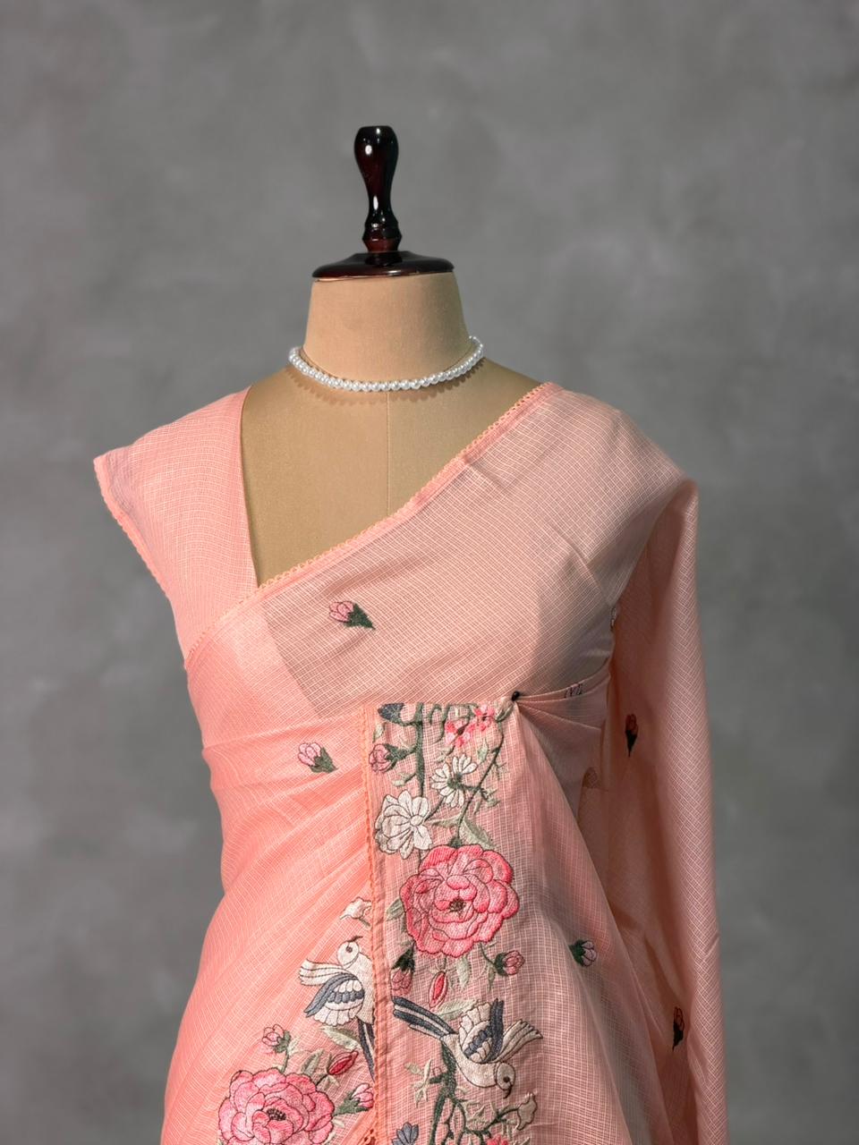 Peach soft Kotta saree- PBR33Q