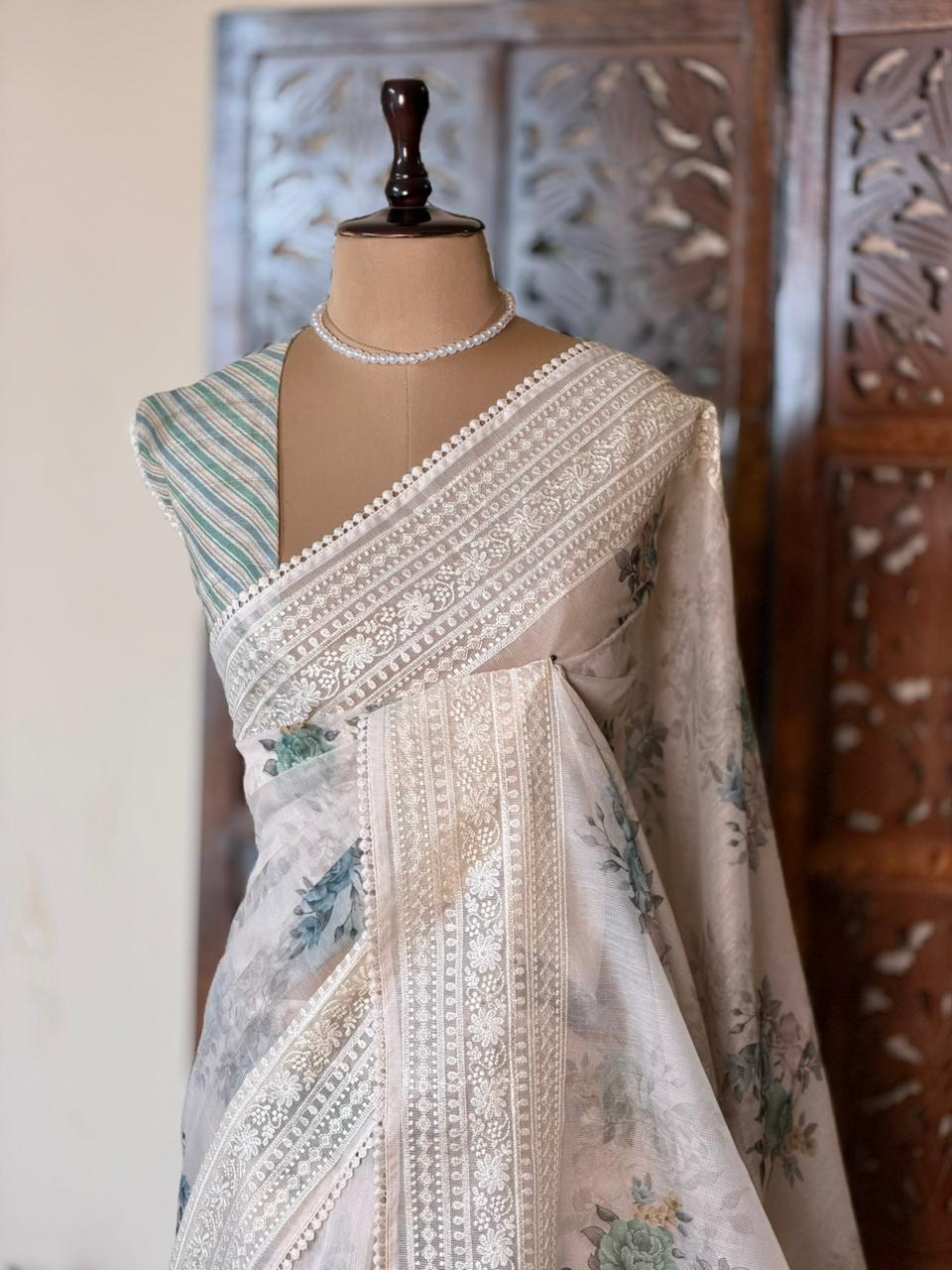 White Net kotta saree - PBR34A
