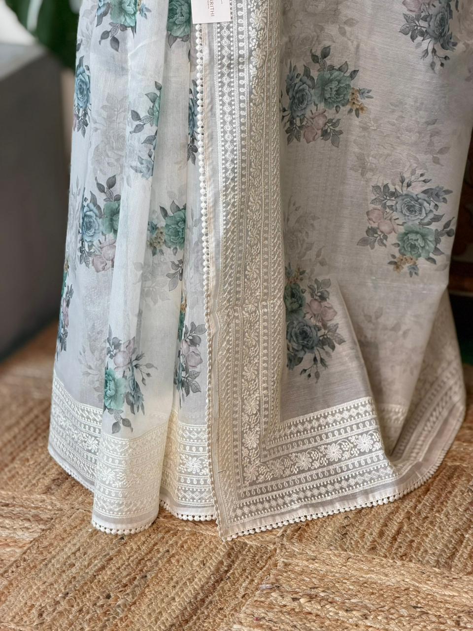 White Net kotta saree - PBR34A