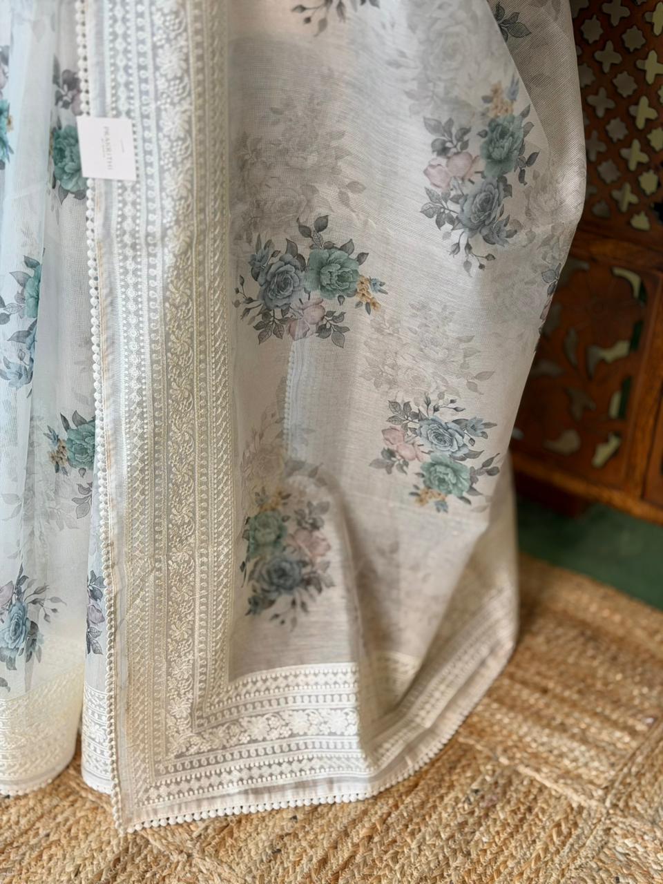 White Net kotta saree - PBR34A