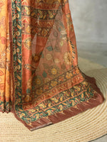 Mustard Yellow mul chanderi saree- PBR26C1
