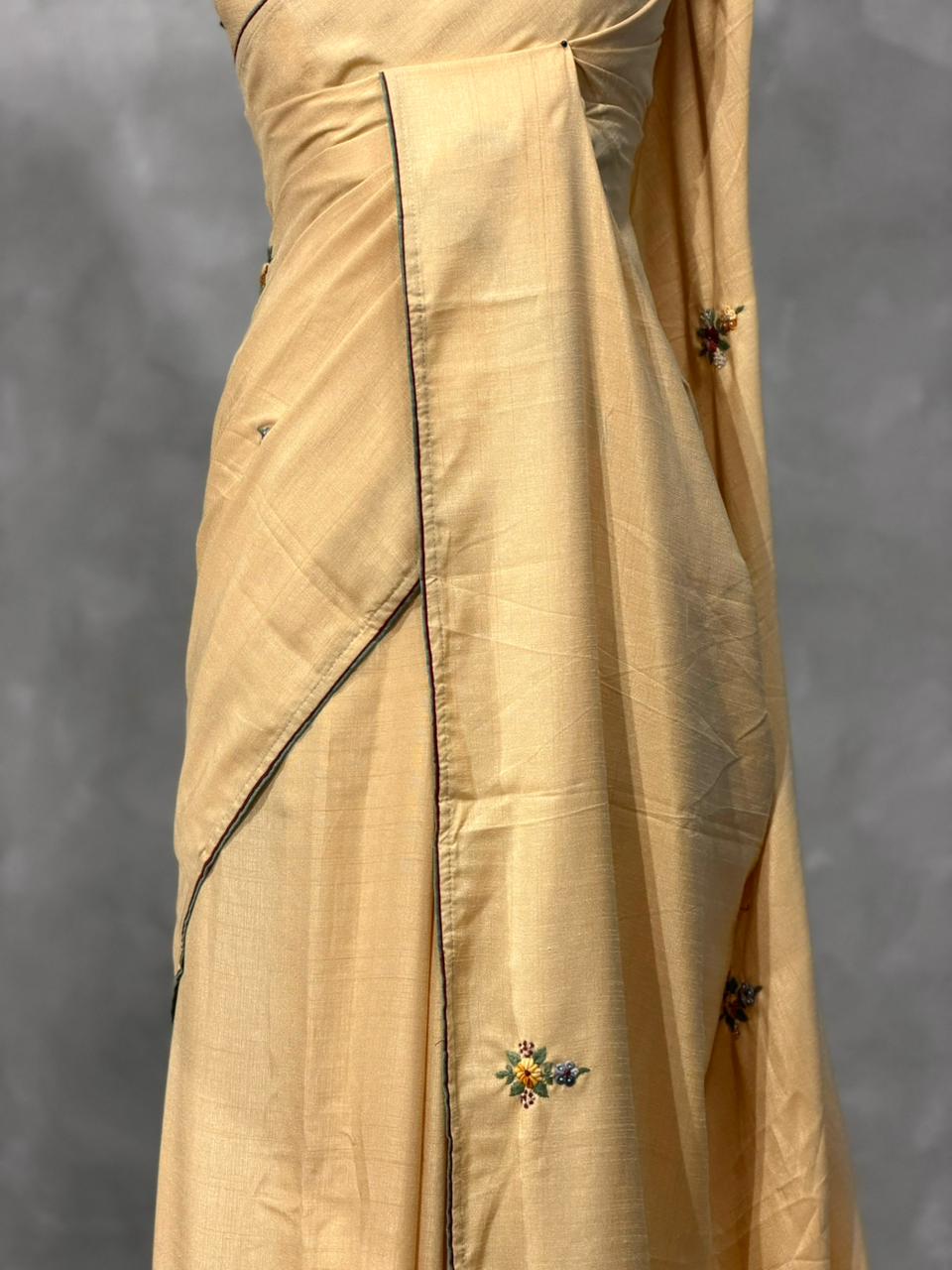 Tusser hand worked saree- PBR36B