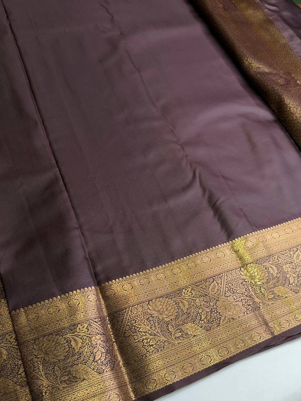 Brown semi Kanchipuram saree- PBRIDE48S
