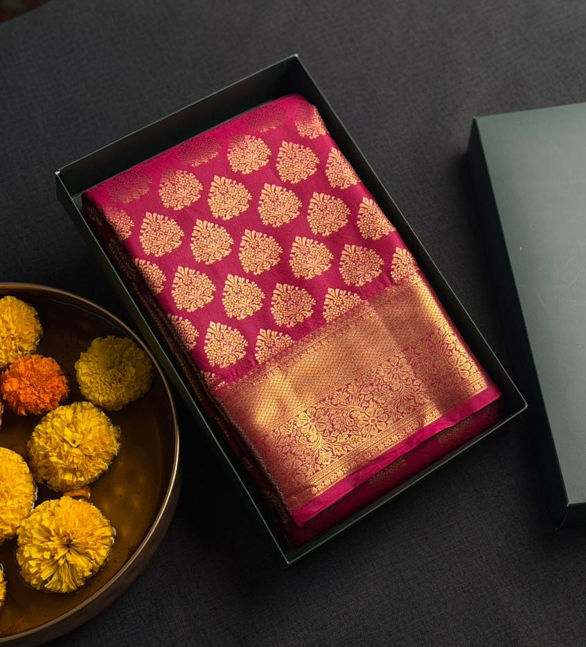 Magenta semi Kanchipuram saree- PBRIDE48V