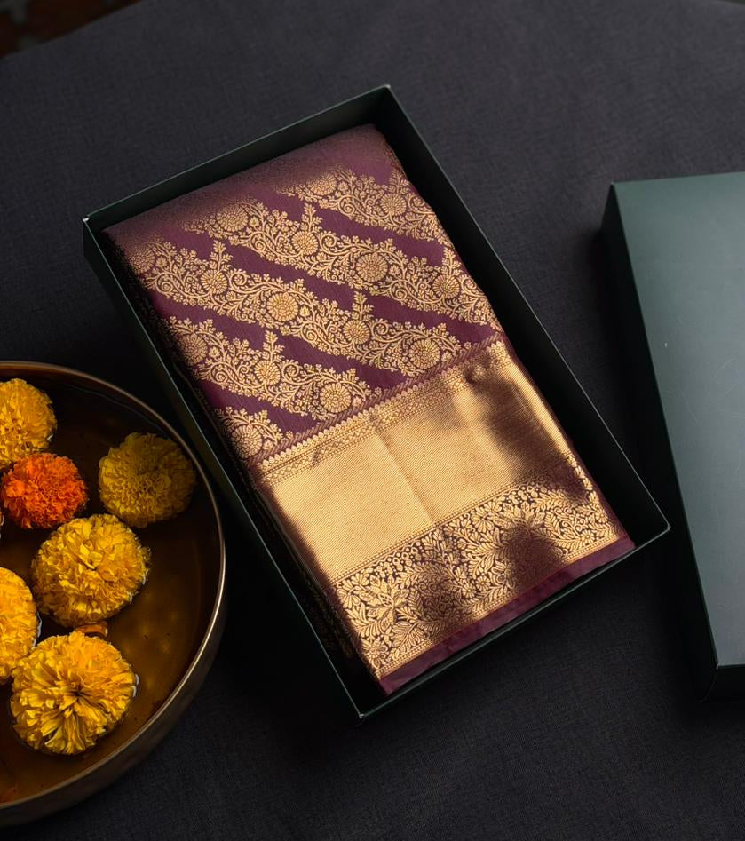 Brown semi Kanchipuram saree- PBRIDE48W