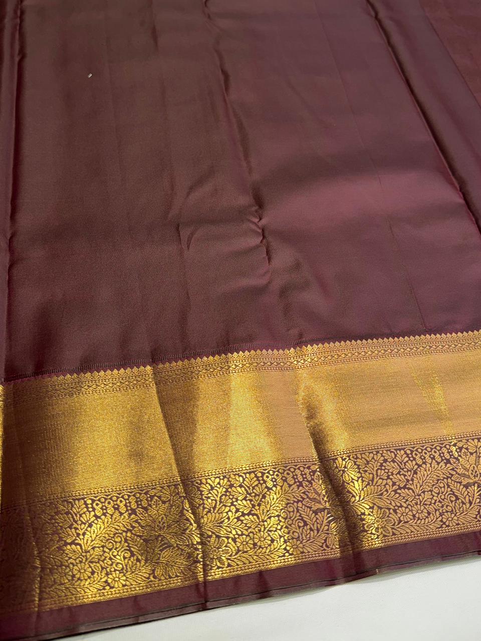 Brown semi Kanchipuram saree- PBRIDE48W