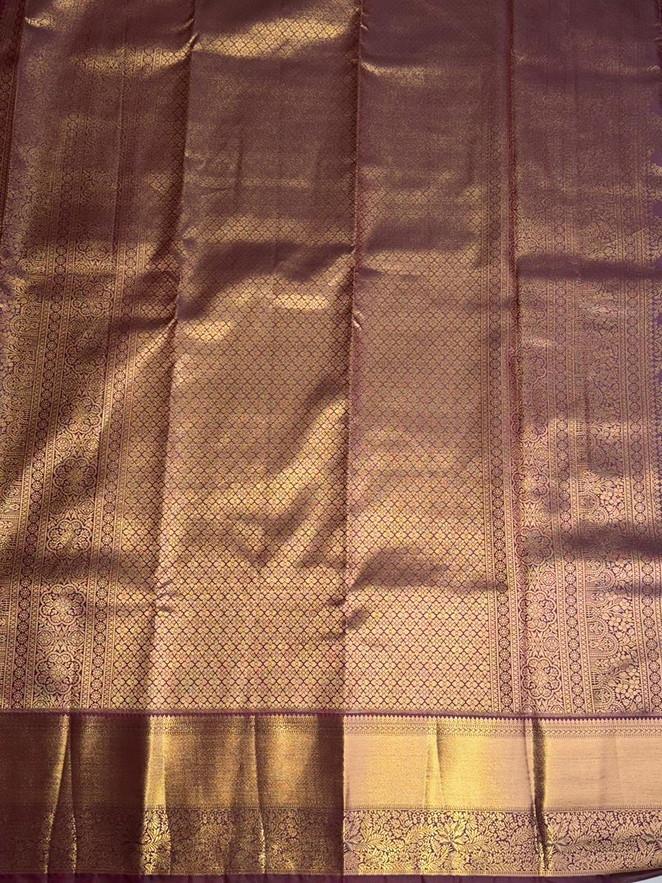 Brown semi Kanchipuram saree- PBRIDE48W