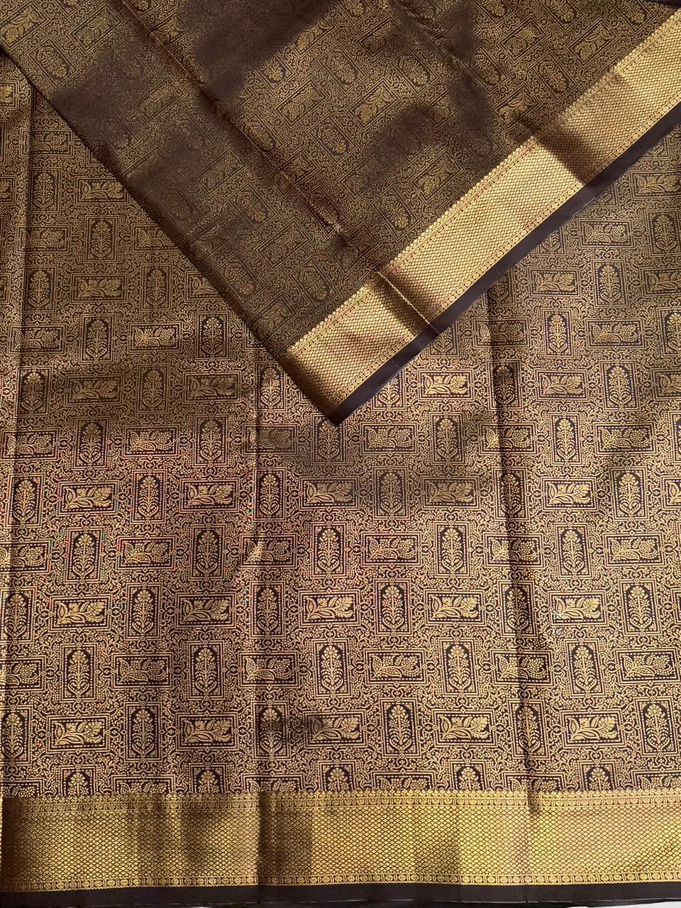 Brown semi Kanchipuram saree- PBRIDE48X